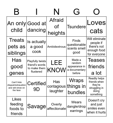 Stray Kids Bingo Card