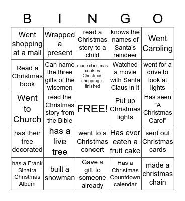 Christmas Bingo Card