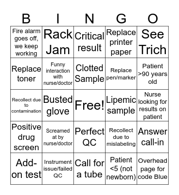 Laboratory BINGO Card