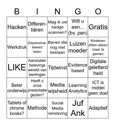 NOT BEURS BINGO Card