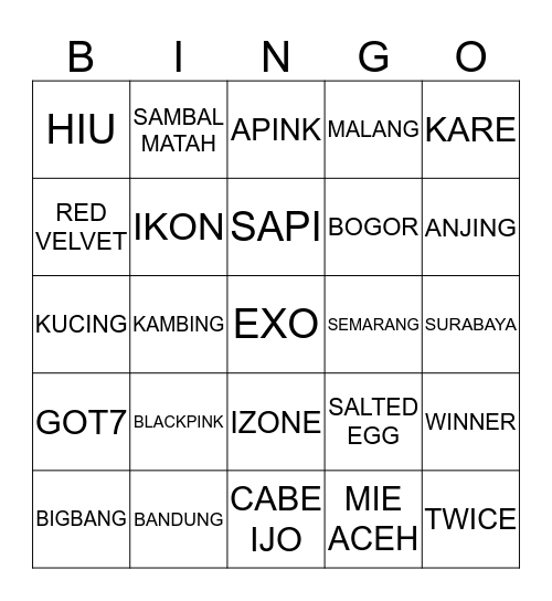 E I L E N E Bingo Card