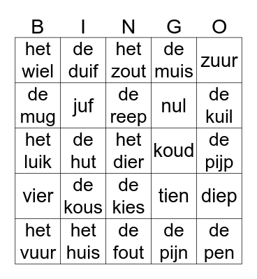 woordenbingo Card
