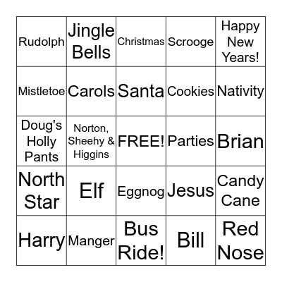 Norton, Sheehy & Higgins Christmas Party 2013! Bingo Card