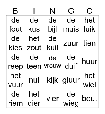 woordenbingo Card