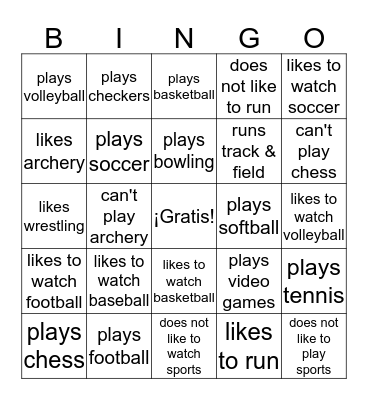 Los Deportes Bingo Card