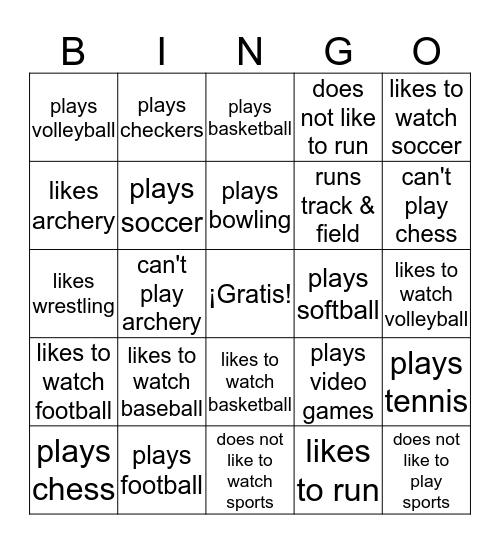 Los Deportes Bingo Card