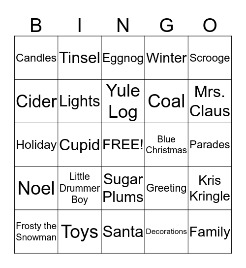 Christmas BINGO Card