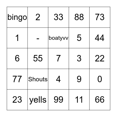 Boaty Bingo Card