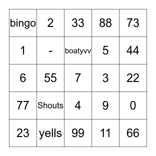 Boaty Bingo Card