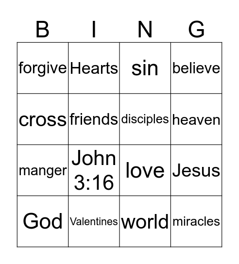 Valentines Day Bingo Card