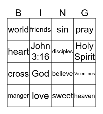 Valentines Day Bingo Card