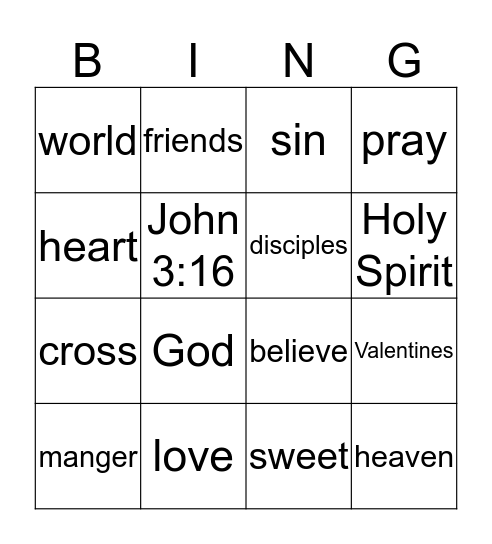 Valentines Day Bingo Card