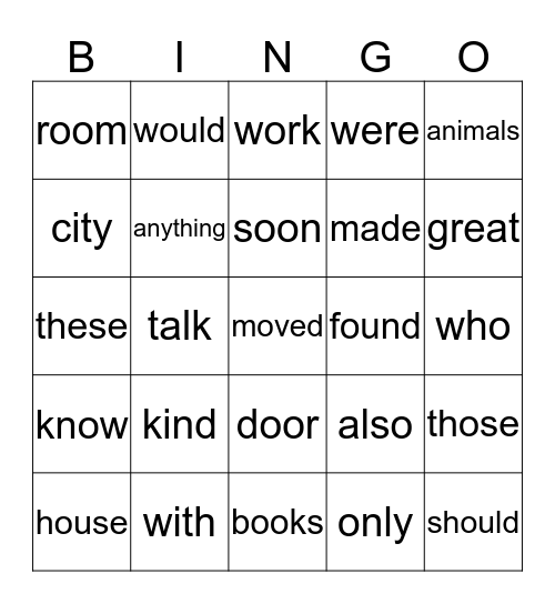 "A Bed Full of Cats" Word Power Bingo Card