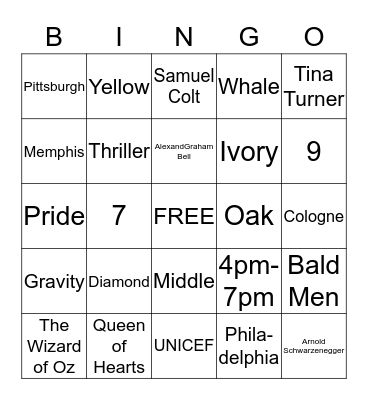 Mr. Henry's Trivia Bingo Card