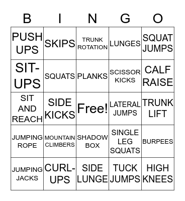 FITNESS Bingo Card