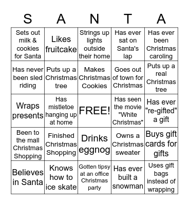 Christmas Bingo! Bingo Card