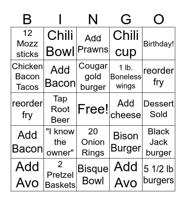 Server Bingo Card