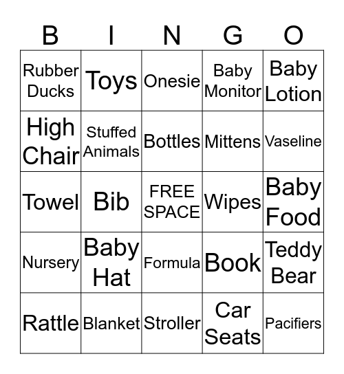 Baby Shower Bingo Card