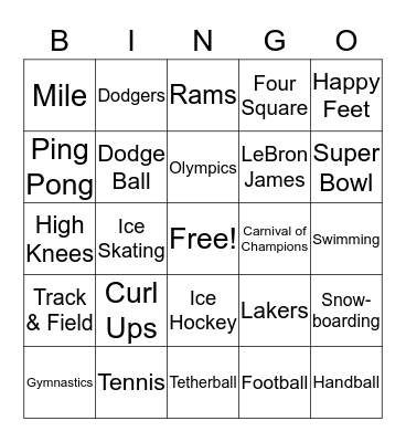 P.E. Bingo Card