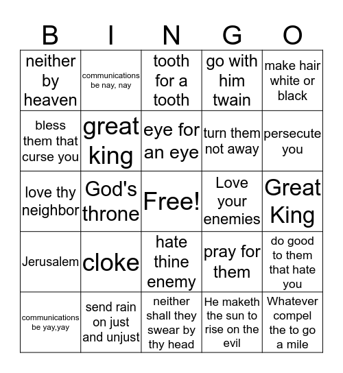 CHRIST'S NEW COMMAND Bingo Card