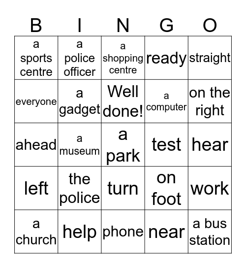 Yippee 4 kpl 6 sanastoa Bingo Card