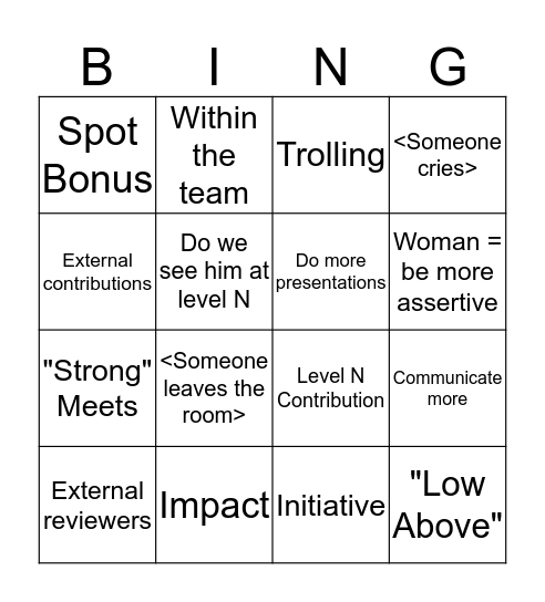 Bingo Comité Bingo Card