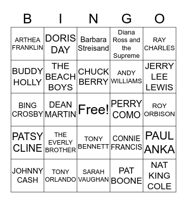 MUSICAL BINGO Card