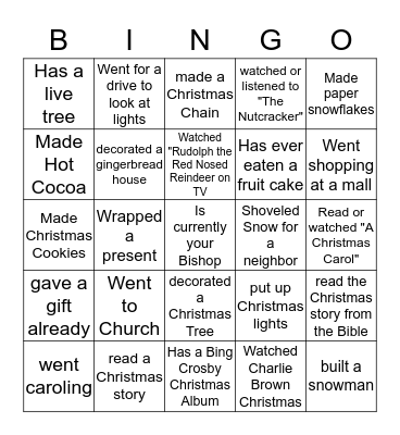 Christmas Bingo Card