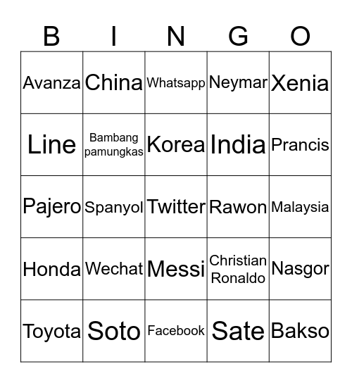 UNSOSO KIYOWO Bingo Card