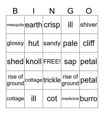 Pedro's Christmas Flower Bingo Card