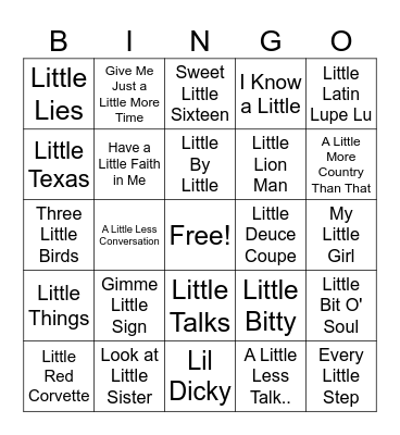 DJShannonNC Presents: Littles Bingo Card