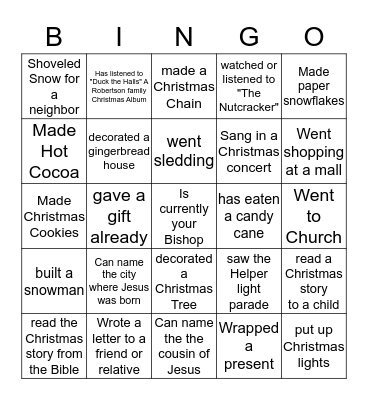 Christmas Bingo Card