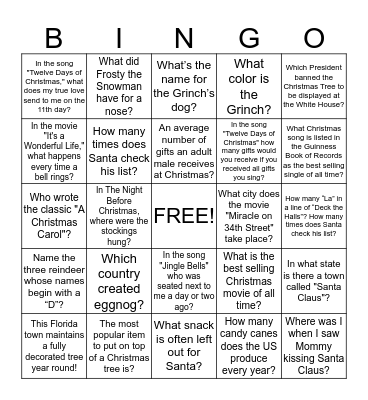 Christmas Bingo!!! Bingo Card