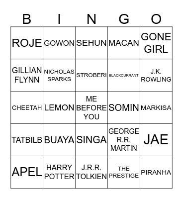 ROJE Bingo Card