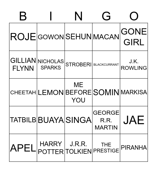 ROJE Bingo Card