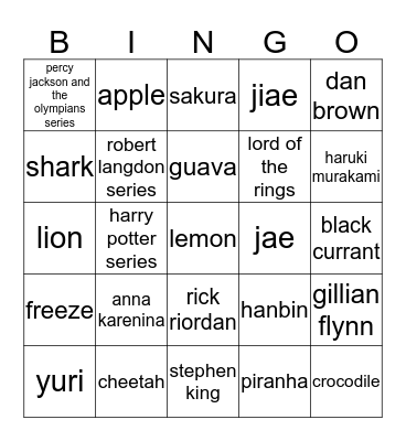 gowon’s board Bingo Card