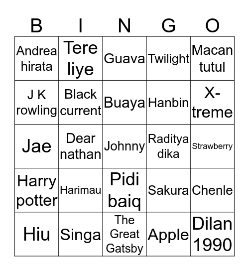 Haechan gagah Bingo Card