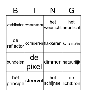 Licht Bingo Card