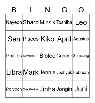 JOOHYUKS Bingo Card