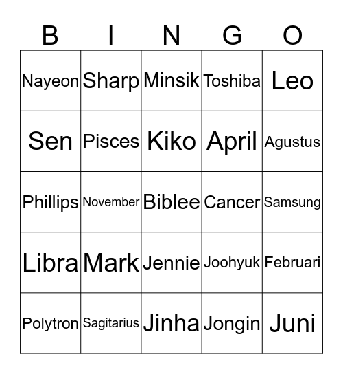 JOOHYUKS Bingo Card