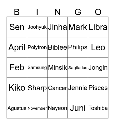 Joohyuks Bingo Card