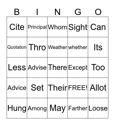 Bingo Card