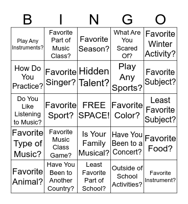 Getting to Know You BINGO Card
