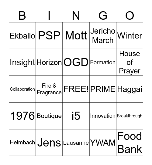 FMF Bingo Card
