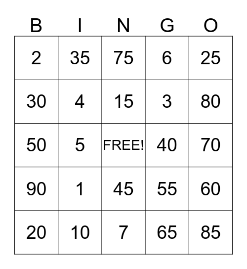 USIS Bingo Card