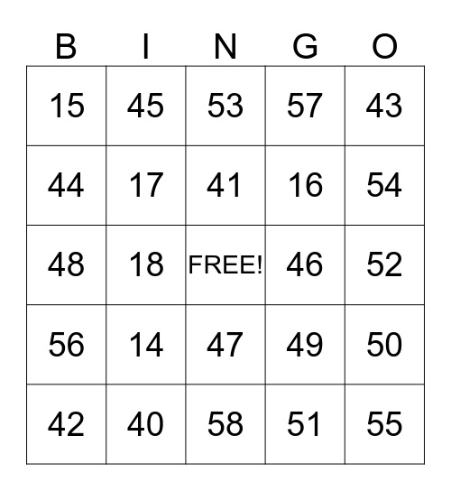 USIS Bingo Card
