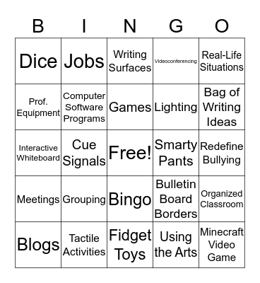 Engagement Activities Bingo Card