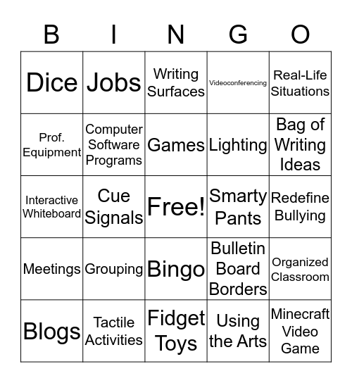 Engagement Activities Bingo Card