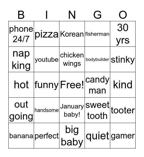 Aaron's 30th Birthday! Bingo Card