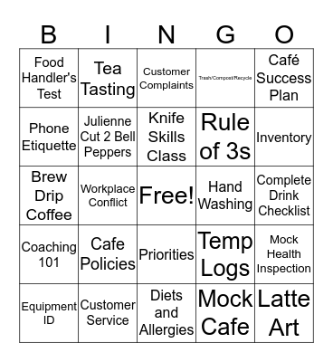 2100 Cafe Bingo Card